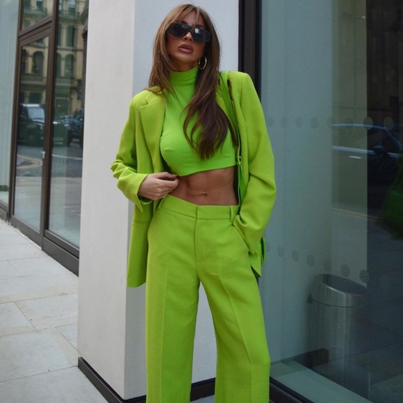 Zara | Pants u0026 Jumpsuits | Zara Full Length Pants Lime Green | Poshmark